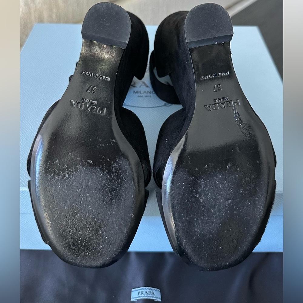 PRADA Calzature Donna Camoscio Black Suede Wedges, Authentic, Free Shipping - Picture 6 of 9